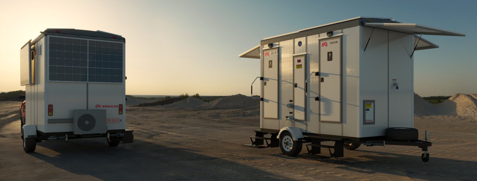 Baños móviles TB 350-2 con kit solar perimetral y aire acondicionado